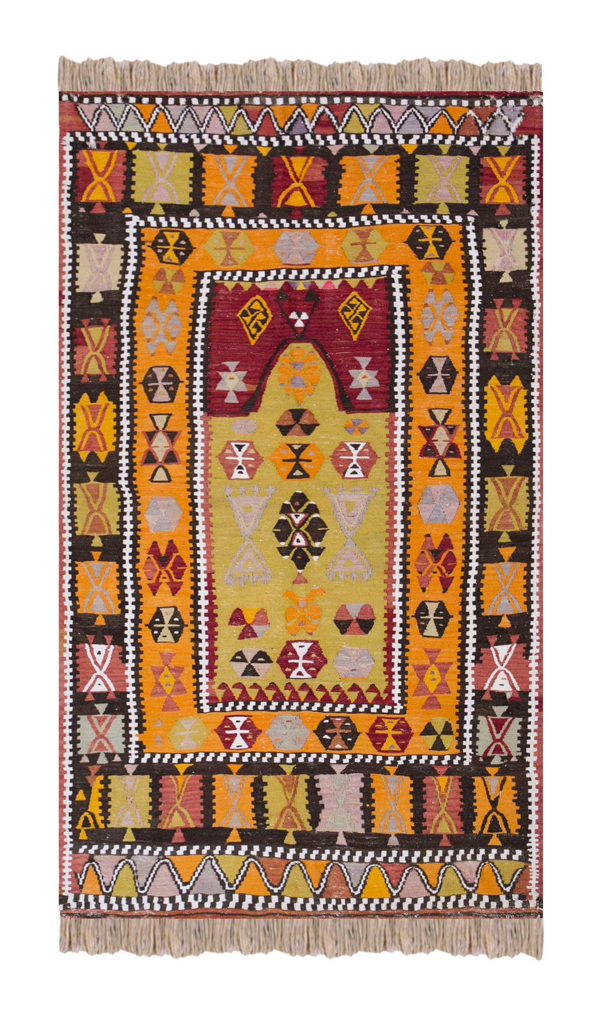 Vintage Turkish Rug, 4 x 6.6 ft, 122 x 200 cm