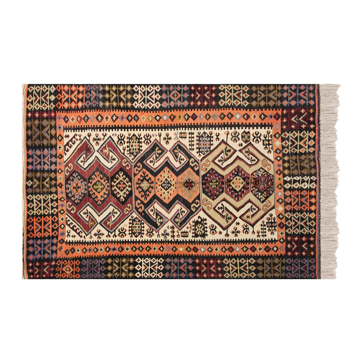 Vintage Turkish Rug, 4 x 6.7 ft, 122 x 202 cm