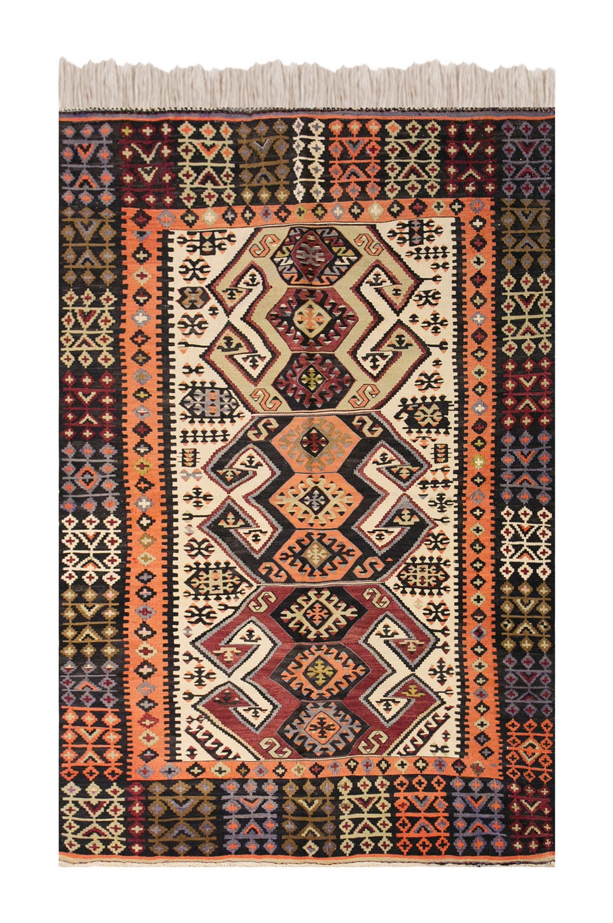 Vintage Turkish Rug, 4 x 6.7 ft, 122 x 202 cm