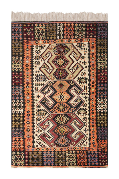 Vintage Turkish Rug, 4 x 6.7 ft, 122 x 202 cm