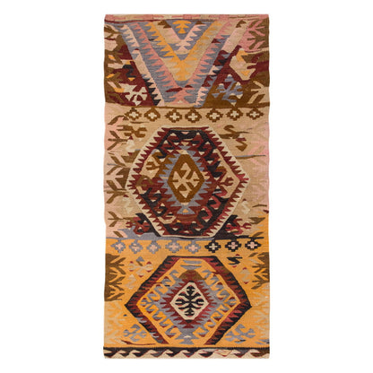 Vintage Turkish Rug, 5.1 x 2.3 ft, 157 x 71 cm