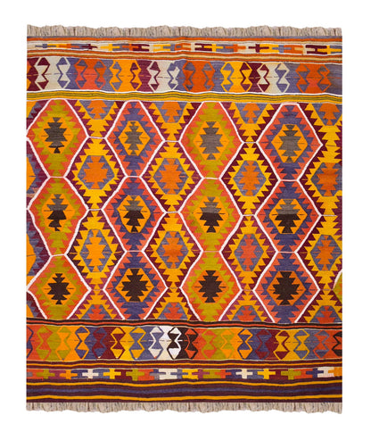 Vintage Turkish Rug, 5.2 x 5.4 ft, 158 x 164 cm