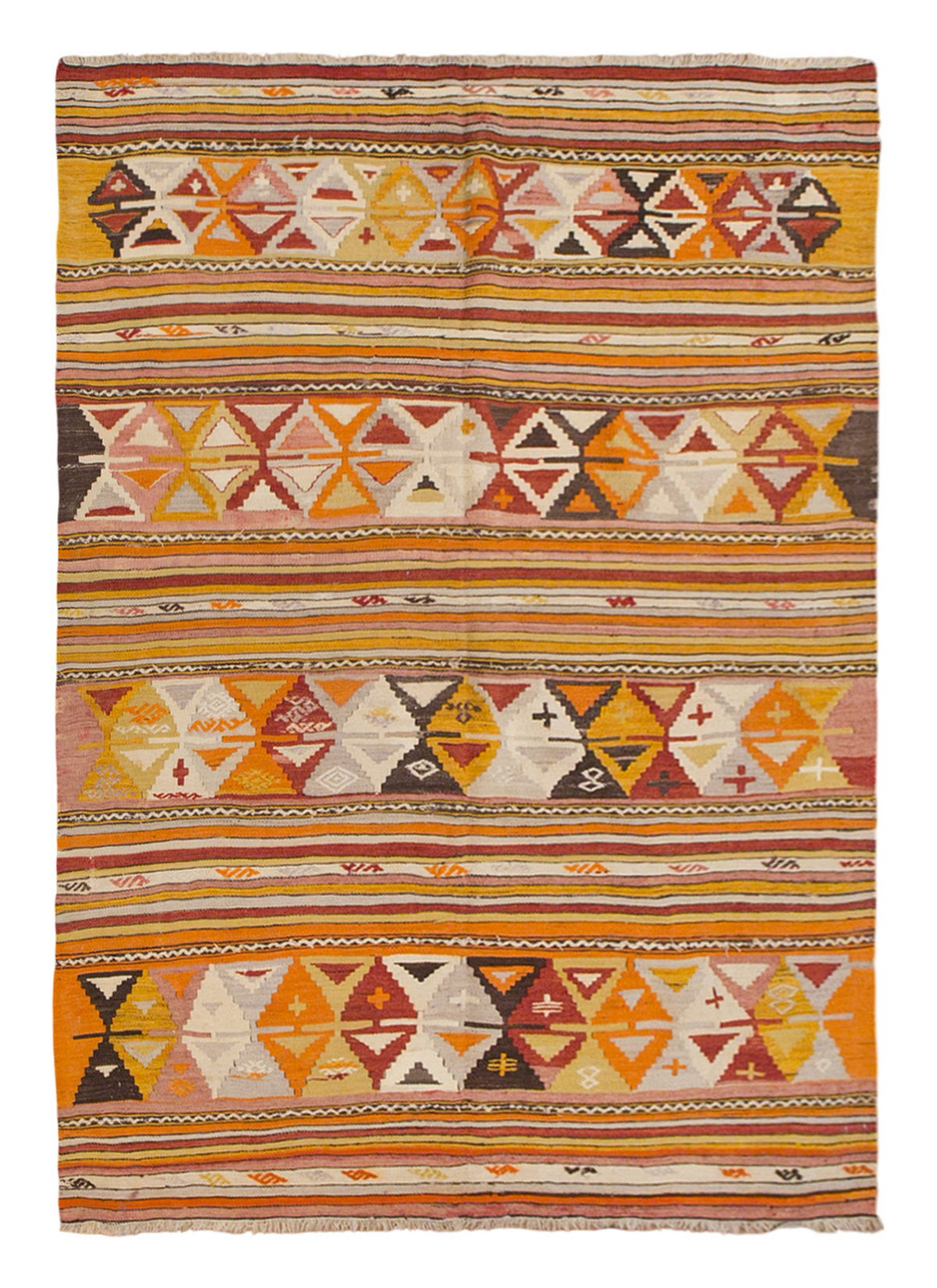 Vintage Turkish Rug, 5.2 x 6.5 ft, 158 x 196 cm