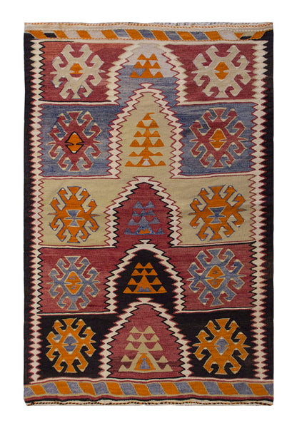 Vintage Turkish Rug, 5.3 x 3.5 ft Rug, 161 x 106 cm