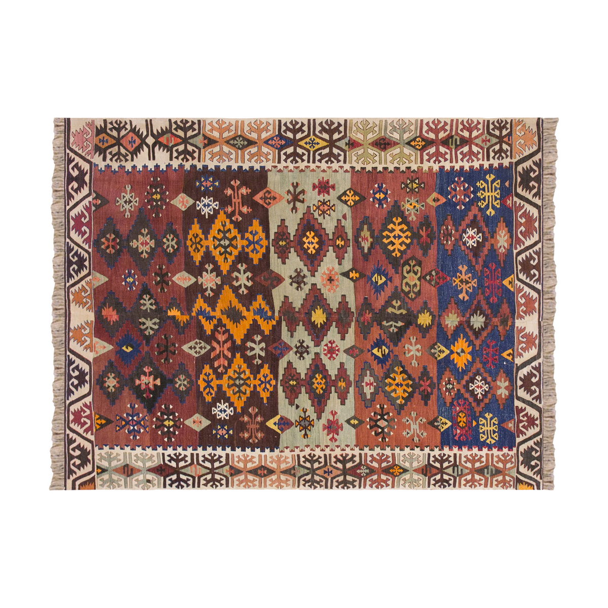 Vintage Turkish Rug, 5.3 x 6 ft, 162 x 185 cm