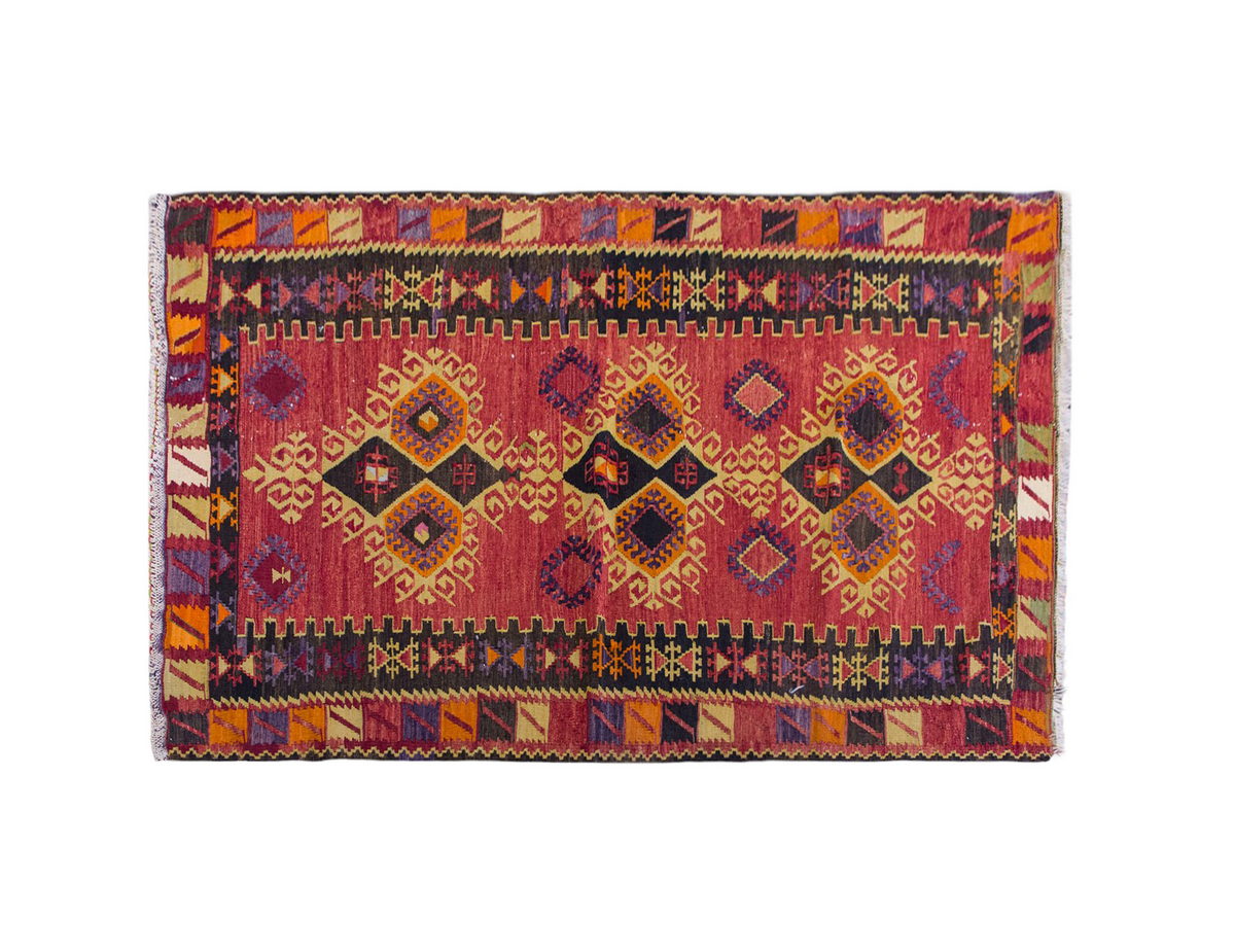Vintage Turkish Rug, 6.5 x 3.5 ft, 196 x 106 cm