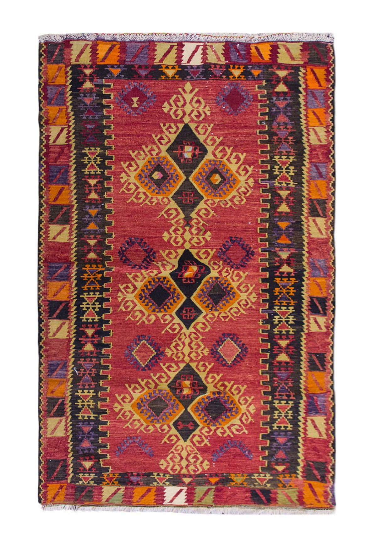 Vintage Turkish Rug, 6.5 x 3.5 ft, 196 x 106 cm