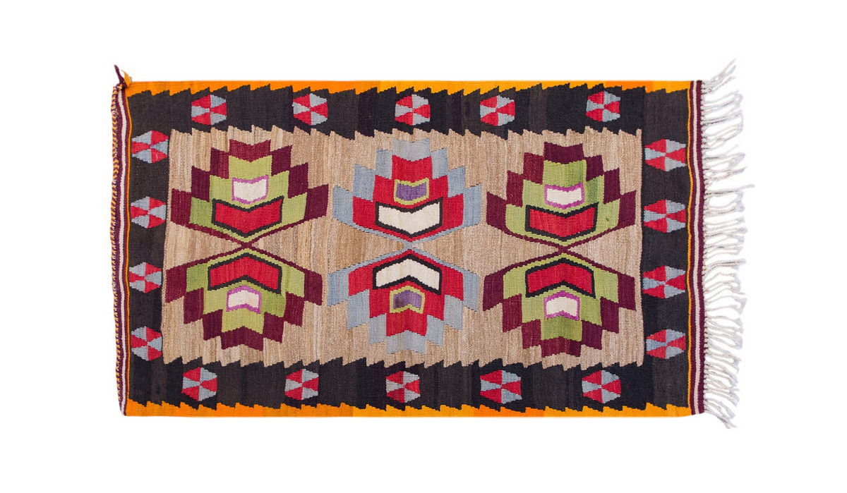 Vintage Turkish Rug, 82 x 128 cm 2.8 x 4.2 ft