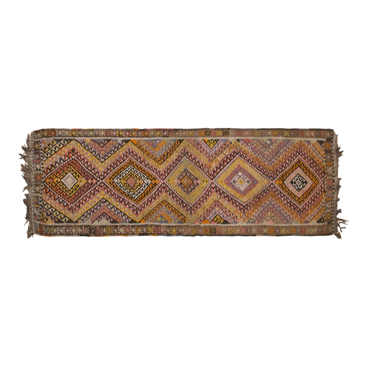 Vintage Turkish Runner, 3.4 x 11.7 ft Rug, 102 x 355 cm