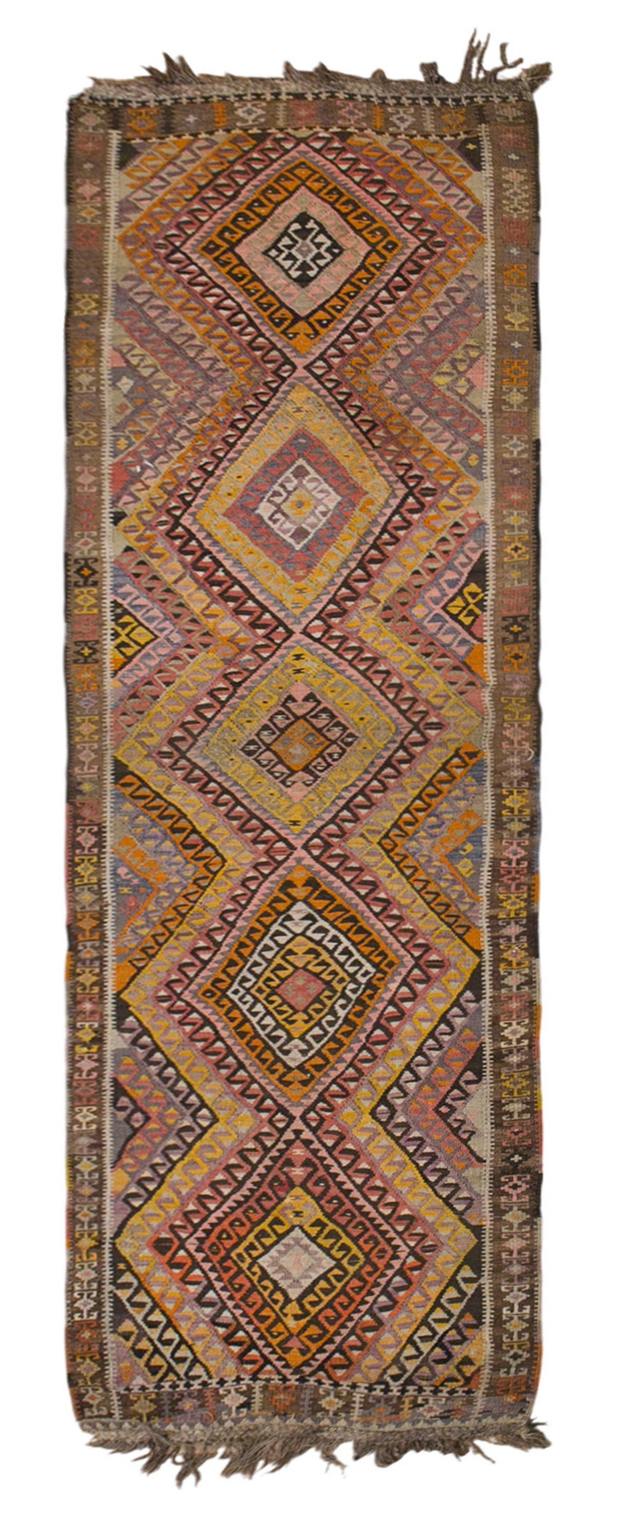 Vintage Turkish Runner, 3.4 x 11.7 ft Rug, 102 x 355 cm