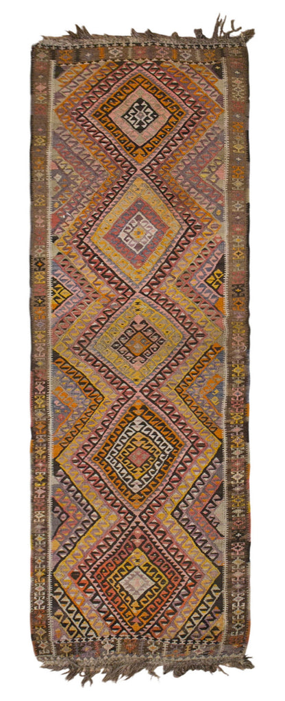 Vintage Turkish Runner, 3.4 x 11.7 ft Rug, 102 x 355 cm