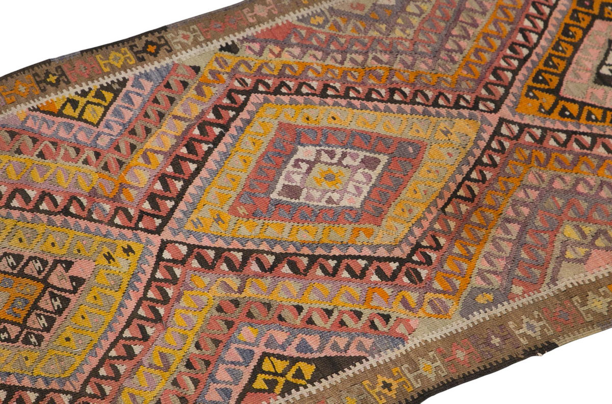 Vintage Turkish Runner, 3.4 x 11.7 ft Rug, 102 x 355 cm