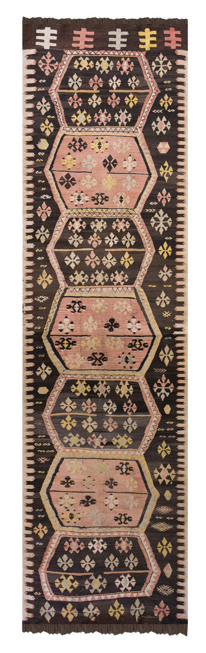 Vintage Turkish Runner Rug, 3.3 × 13.3 ft Rug, 101 × 406 cm