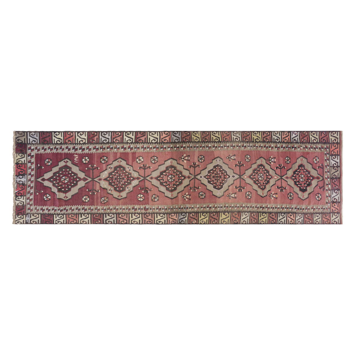 Vintage Turkish Runner Rug, 3.4 × 12.11 ft, 104 × 395 cm