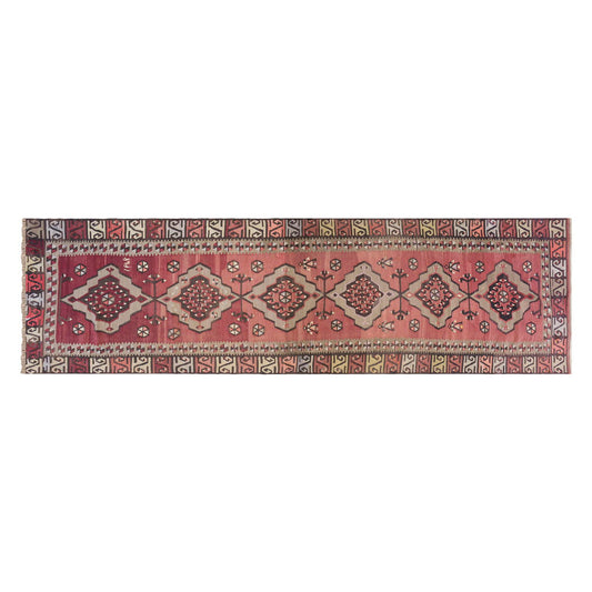 Vintage Turkish Runner Rug, 3.4 × 12.11 ft, 104 × 395 cm