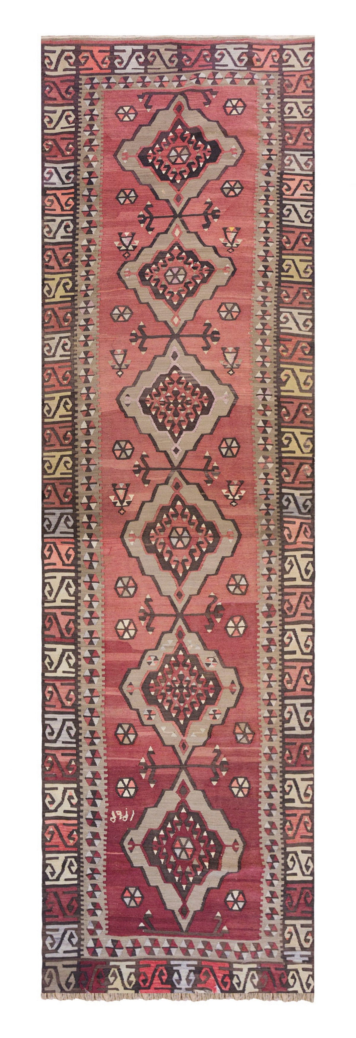 Vintage Turkish Runner Rug, 3.4 × 12.11 ft, 104 × 395 cm