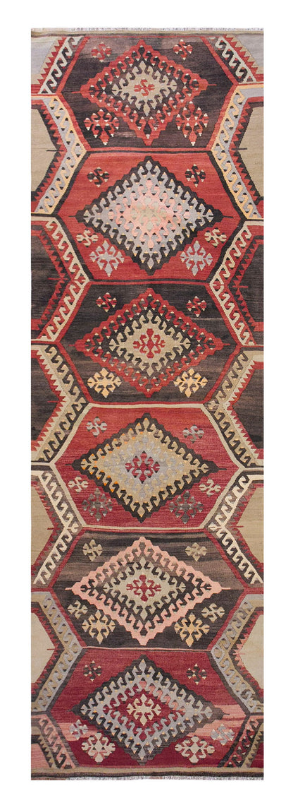 Vintage Turkish Runner Rug, 3.4 x 13 ft Rug, 103 x 397 cm