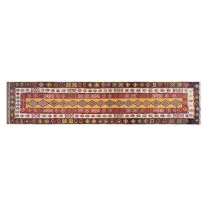 Vintage Turkish Runner Rug, 3.5 x 14.10 ft Rug, 106 x 454 cm