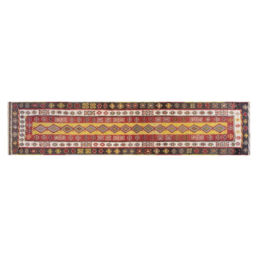 Vintage Turkish Runner Rug, 3.5 x 14.10 ft Rug, 106 x 454 cm