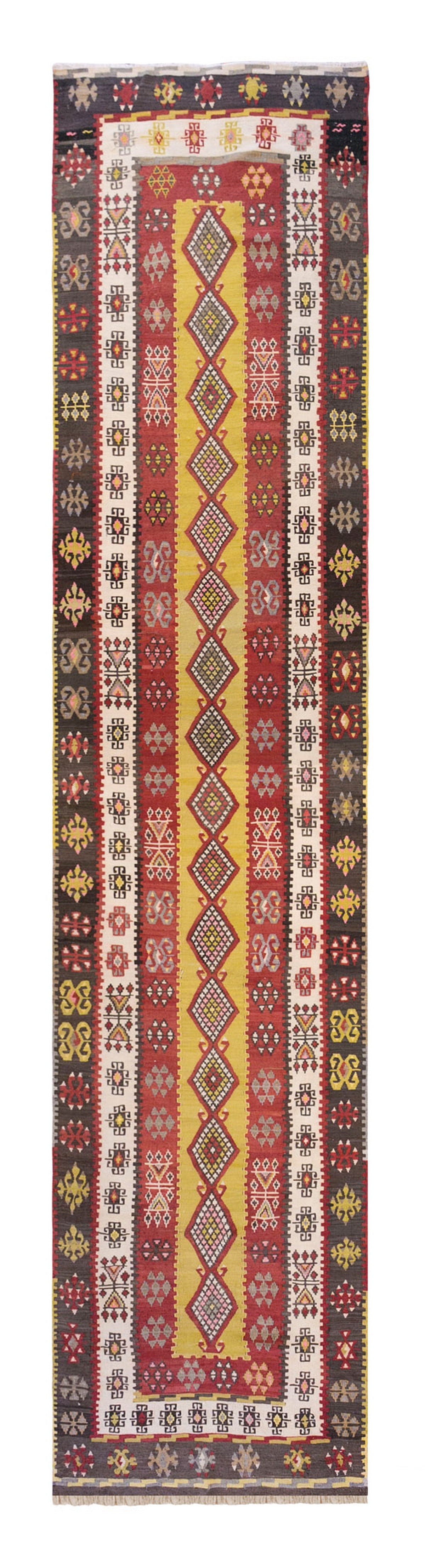 Vintage Turkish Runner Rug, 3.5 x 14.10 ft Rug, 106 x 454 cm