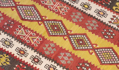 Vintage Turkish Runner Rug, 3.5 x 14.10 ft Rug, 106 x 454 cm