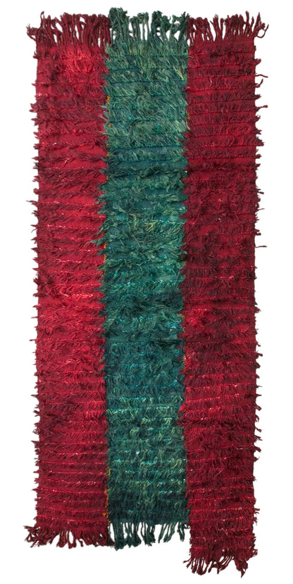 Vintage Turkish Tulu Runner Rug, 4.3 x 11 ft, Handwoven Wool Textured Anatolian Rug