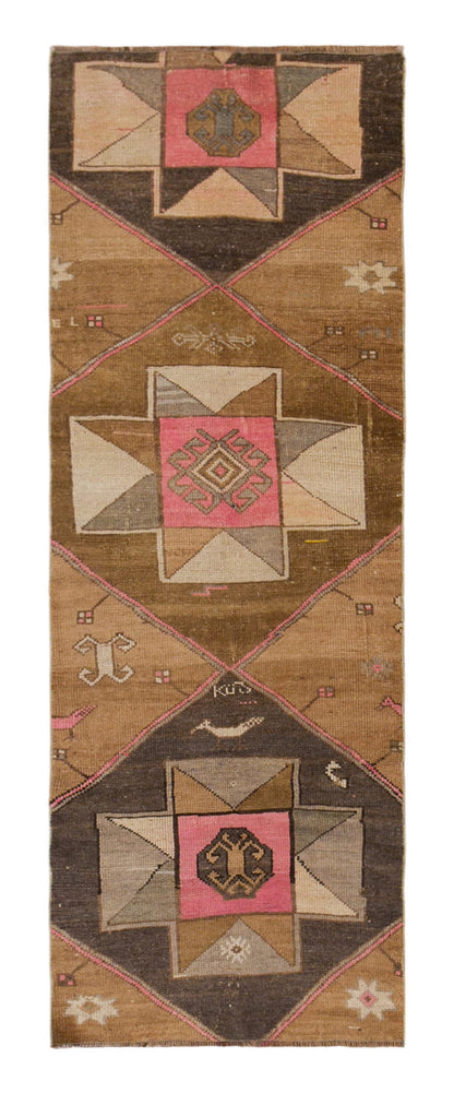 Vintage Turkish Wool Rug, Antique Oushak Runner Rug 2'5" x 7'3" | 73 x 220 cm