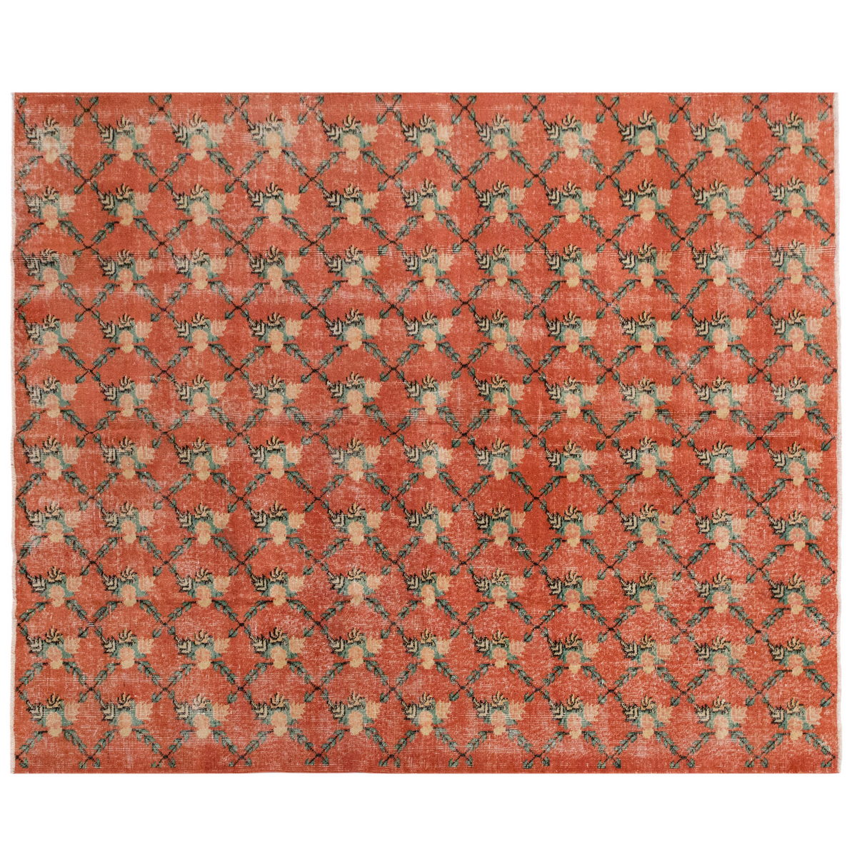 Vintage Turkish Wool Rug - 6'9 x 10'2 feet / 193 x 224 cm