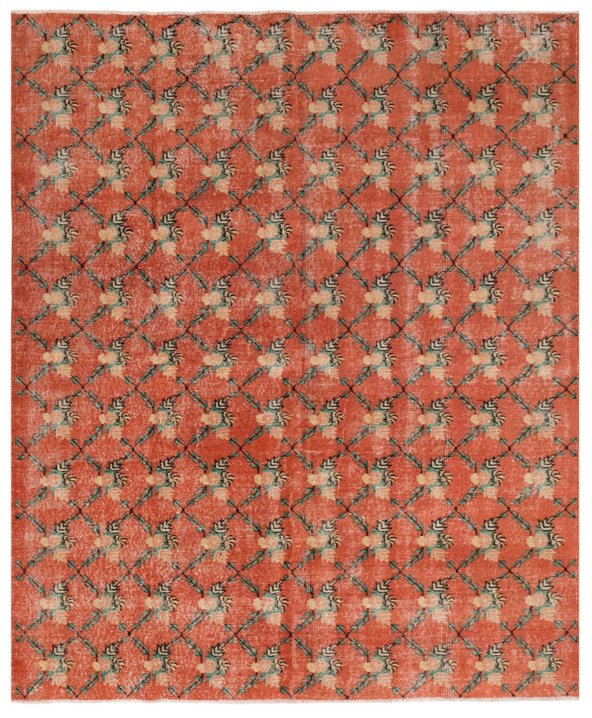 Vintage Turkish Wool Rug - 6'9 x 10'2 feet / 193 x 224 cm
