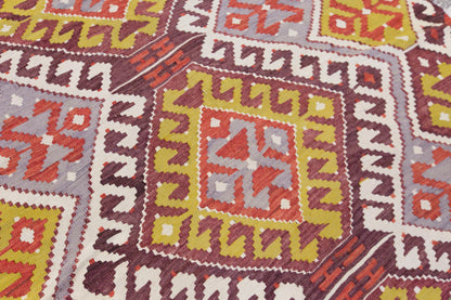 Vintage Western Turkey Kilim Rug, 5.2x10.5 ft, 160x320 cm, Handwoven Turkish Wool Kilim