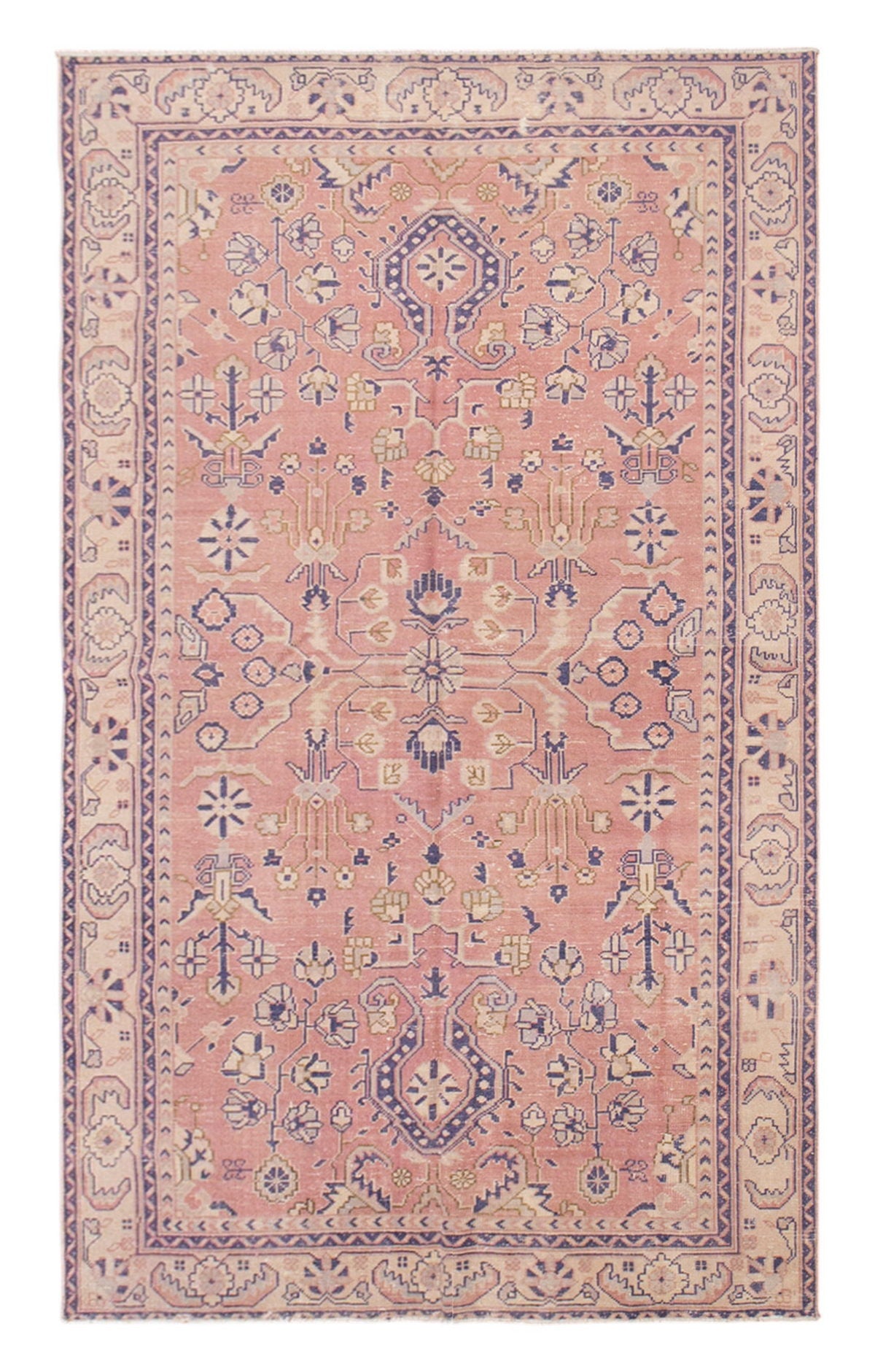 Vintage Wool Rug 5'2"x8'7" | Handwoven Turkish Carpet