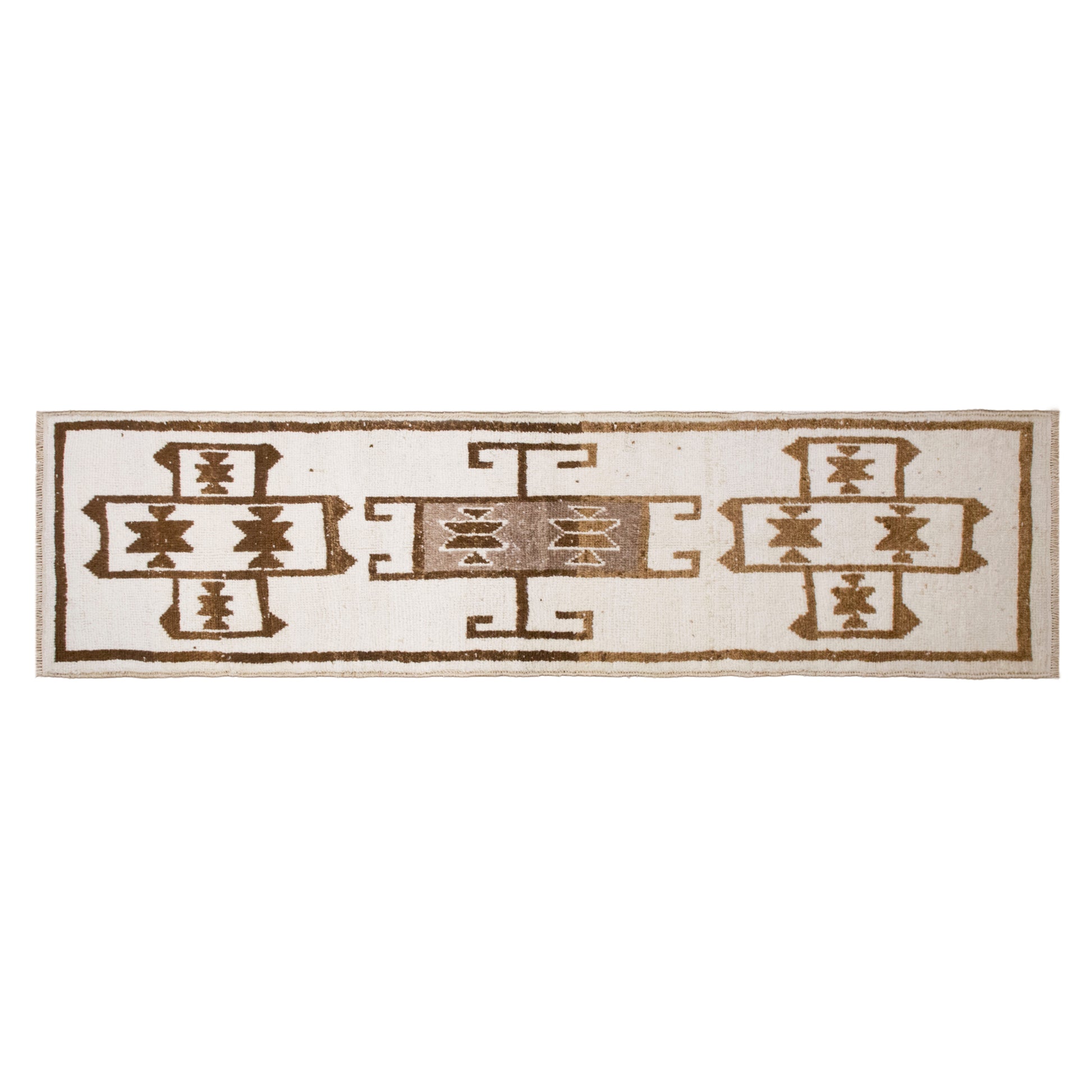 White Herki Runner 85x330 cm (2.8x10.11 ft)
