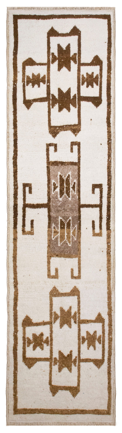 White Herki Runner 85x330 cm (2.8x10.11 ft)